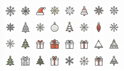 Festive Winter Holiday Icons Collection