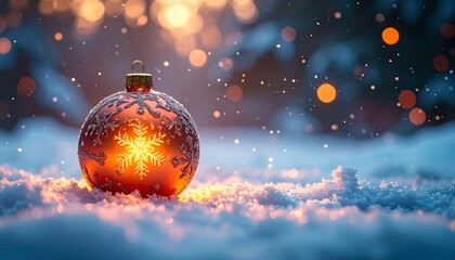 shining snowflake Christmas ball in the snow