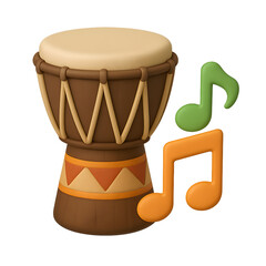 Colorful Drum with Musical Notes on Transparent Background Creating a Lively Atmosphere