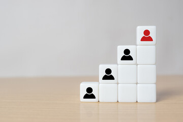 People icons on dice. Business hiring and recruitment selection. Employee lead choice. Career opportunity, Good worker. HR Human Resource Management concept
