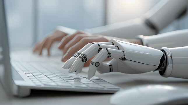 Minimal White AI Assistant Working Beside Professional