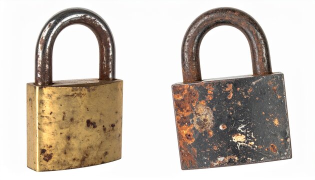Rusty Padlocks Two Antique Padlocks, Old Metal Locks, Security Devices