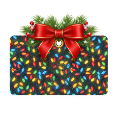 Colorful Christmas gift tags with vibrant holiday designs, festive labels with patterns and illustrations, merry seasonal decorations isolated on transparent background PNG