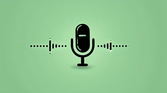 Voice Recorder Microphone Icon with Sound Wave Animation