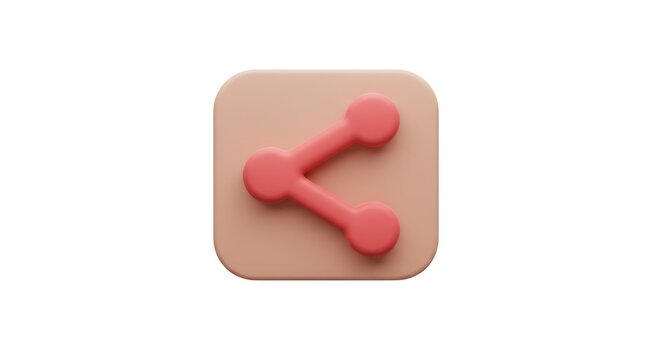 3D Rendered Share Icon on Square Background for Social Media. - Powered by Adobe