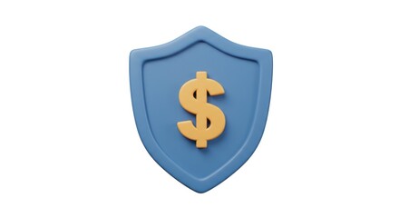 Obraz premium Financial Security Shield with Dollar Sign Illustration.