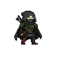 pixel art rogue scout whisperblade patrolling silent shadows