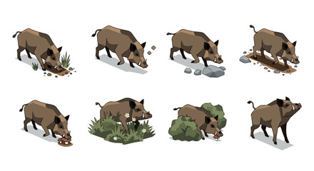 Wild boar foraging in natural habitat