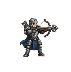 pixel art crossbow defender watching threats above fortress