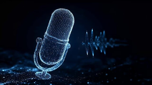 Abstract Technology Microphone and Audio Waveform Digital Recording