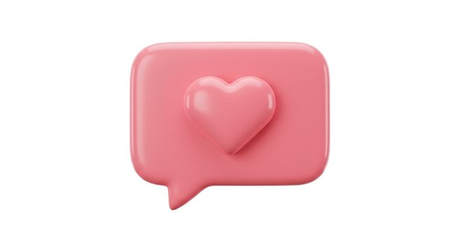 Pink Heart Speech Bubble Icon for Social Media Engagement.