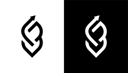 Modern business letter b arrow growth grow logo design © arbain