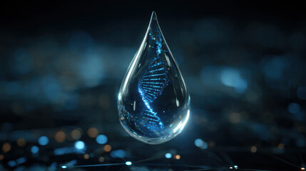 DNA Inside a Water Drop Representing Life, Science, and Biological Concepts