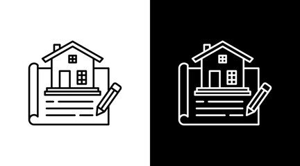 Blueprint White Icon Set Design