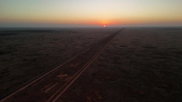 Australian Desert Highway at sunset