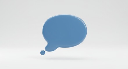 Blue Speech Bubble Icon on White Background, 3D Rendering.