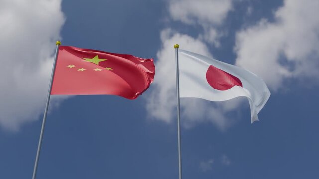 china vs japan flag country national waving blue sky cloudy white background wallpaper chinese japanese military soldier war china japan asia international global diplomacy china japan politic partner
