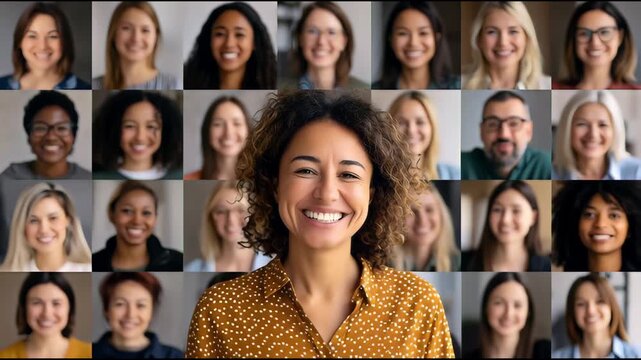 Empowering Faces: A harmonious montage showcases diverse women from various backgrounds. Celebrating unity and beauty in individuality.