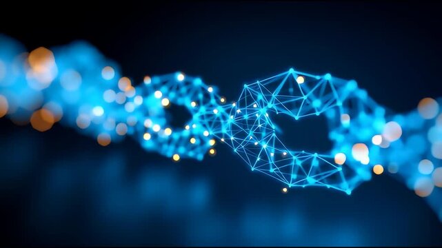 Digital Chain of Connectivity: A vibrant digital representation of a chain, glowing with interconnected nodes, symbolizes the intricate web of digital connectivity, data flow.