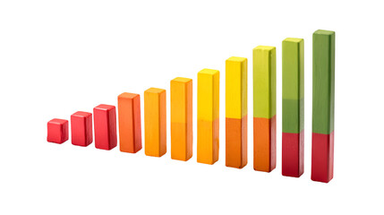 Rising bar graph with vibrant colors showing upward trend and growth against a black background
