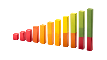 Rising bar graph with vibrant colors showing upward trend and growth against a black background