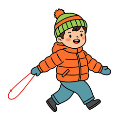 little boy in winter clothes
