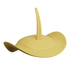 A 3D traditional cultural hat with a long vertical horn and smooth curved shape, suitable for cultural content, design elements, educational materials, and creative visual projects.