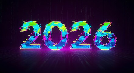 Happy New Year 2026 Celebration Greeting Card Festive Holiday Background with Sparkling Party Design