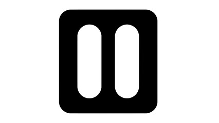 Vector illustration&nbsp;of black and white icon representing a pause button symbol inside a rounded square isolated on transparent background 