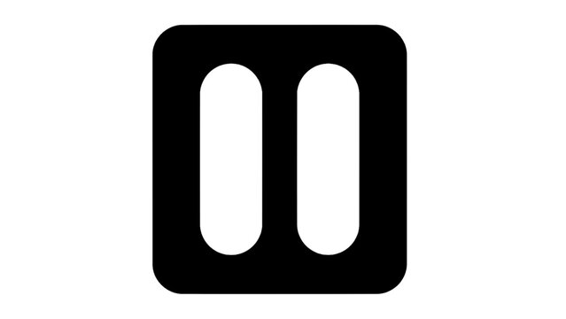 Vector illustration&nbsp;of black and white icon representing a pause button symbol inside a rounded square isolated on transparent background 