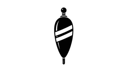 Obraz premium Vector illustration&nbsp;of black and white icon of a fishing float or bobber with diagonal stripe isolated on transparent background 
