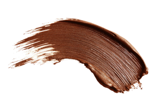 Brown glossy paint stroke arc on black background