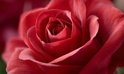 Fototapeta premium a close-up of the center and petals of an intense red rose, symbolizing passion in love.