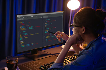 Software development programming on computer screen for brisk application and program coding