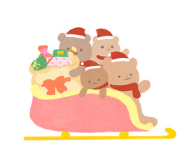 クリスマスソリに乗る動物