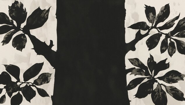 Queensland Bottle Tree Ink Triptych with Bold Trunk Silhouette and Textured Wash Leaves