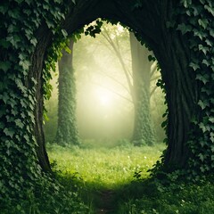 Magical forest portal entrance nature scene