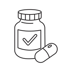 supplement line art illustration, suitable for minimalist design, healthy eating concepts and coloring book