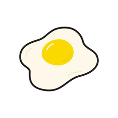 Fried egg illustration. Beautifully fried sunny side up egg. Perfect for food blogs, breakfast menus, and recipe books