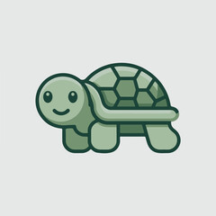 Cute green cartoon turtle animal icon illustration