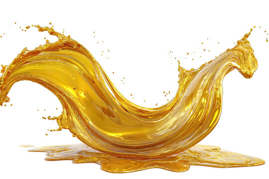 Golden liquid cresting, splashing against a dark background
