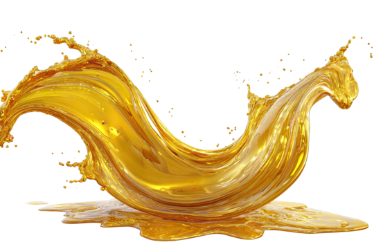 Golden liquid cresting, splashing against a dark background