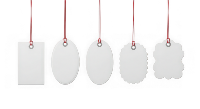 Set of blank price tags isolated on transparent background