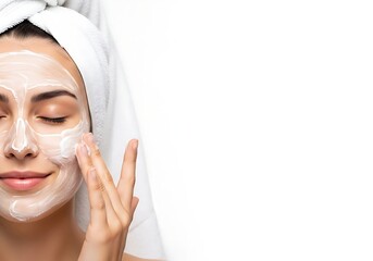 Woman Applying Foamy Facial Cleanser in Spa Routine