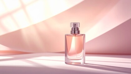 Elegant Glass Perfume Bottle Mockup with Soft Light Reflections for Beauty Branding