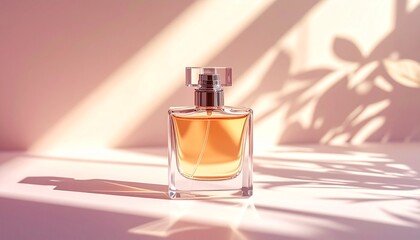 Elegant Glass Perfume Bottle Mockup with Soft Light Reflections for Beauty Branding