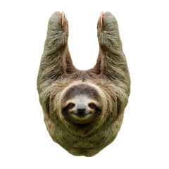 Naklejka premium The Sloth: A portrait of a charming sloth hanging, its unique form and gentle expression captures the essence of tranquility.