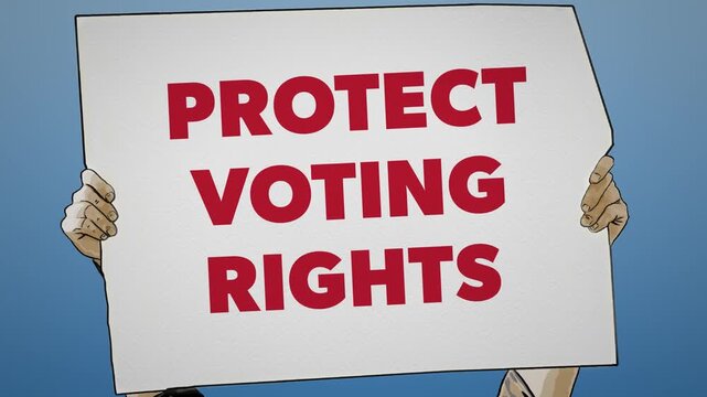 Hands Holding Protect Voting Rights Protest Sign With Slow Zoom In