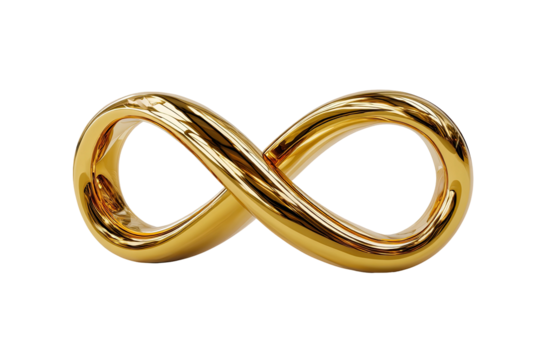 Glossy golden infinity symbol on black background