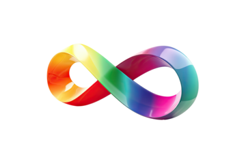 Rainbow colored infinity symbol against a black background